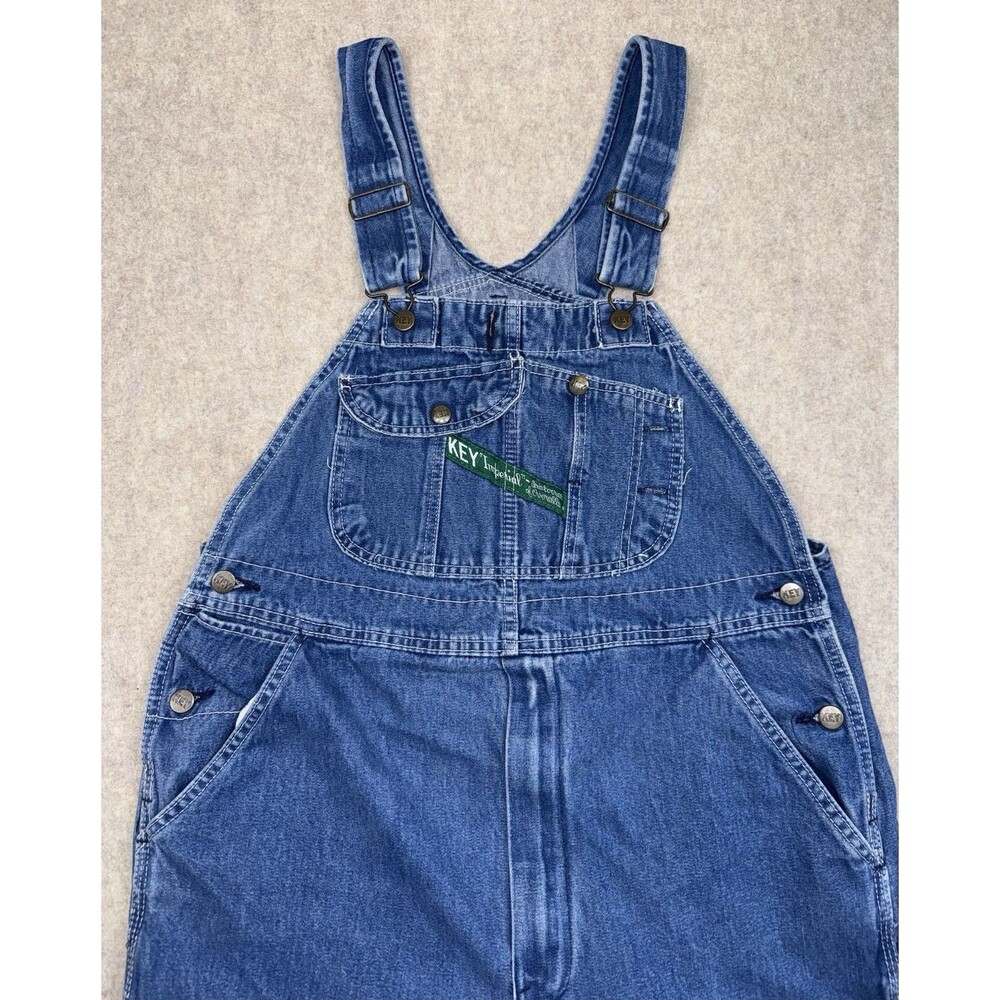 Key Imperial Overall Bibs Mens Size 36x29 Blue Denim Vintage Farm